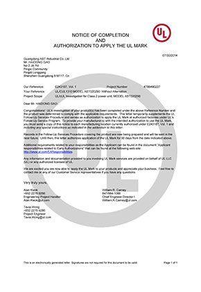 USA UL certification & Canadian CUL certification